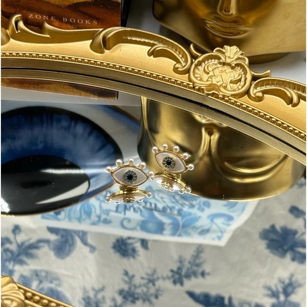 🆕 KATE SPADE 🧿 NWT Evil Eye Statement Studs - Crystal & Pearl - Picture 3 of 15